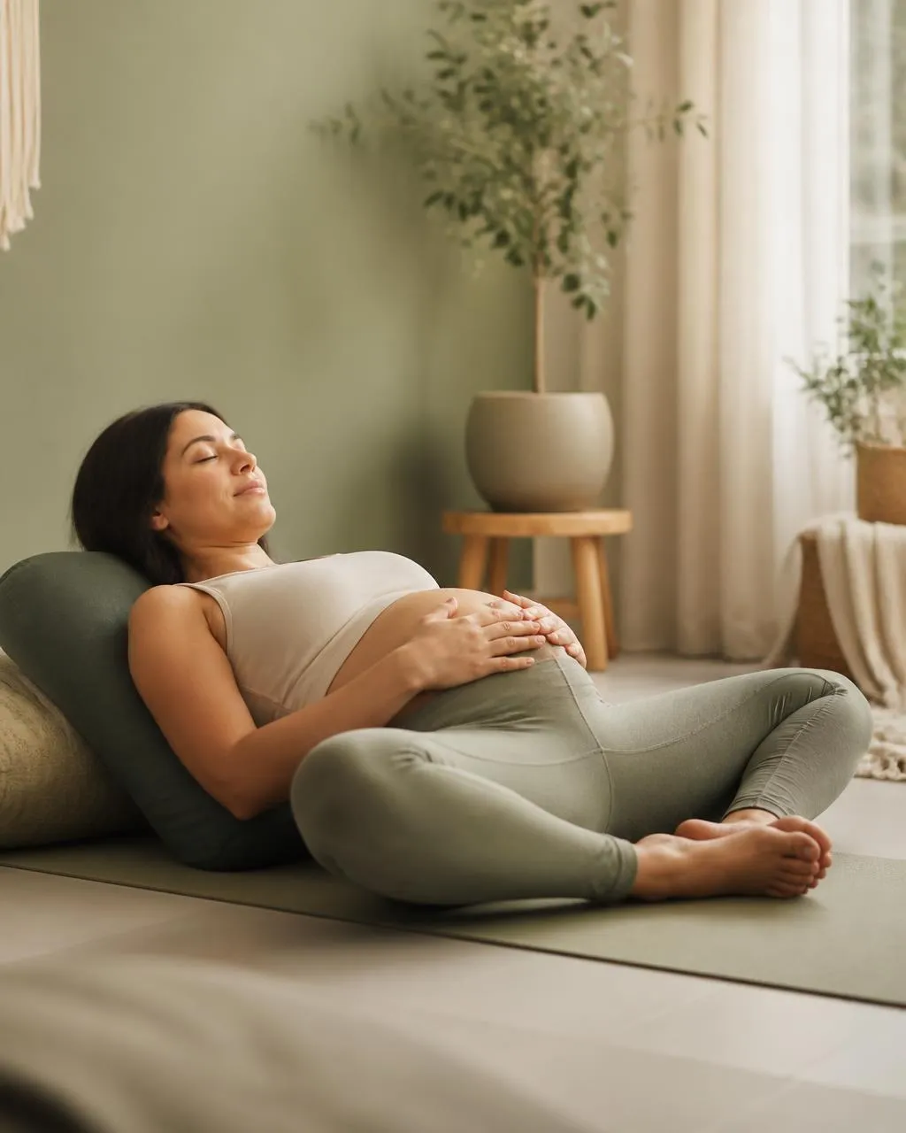 A reclined butterfly pose practised during pregnancy